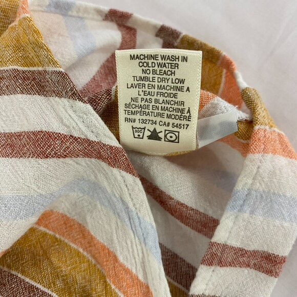 Anthropologie Cloth & Stone Women's Small Tie Front Striped Linen Button Down - Picture 11 of 13